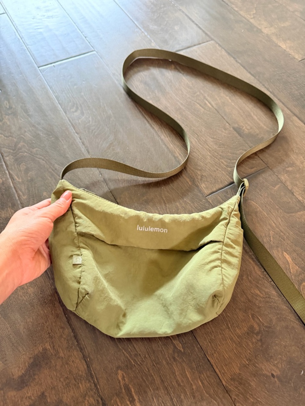 lululemon Olive Green Waist Sling Bag with Zip Pocket